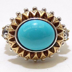 Barbara Bixby 18k Gold STERLING SILVER turquoise EUC  RING Size 9